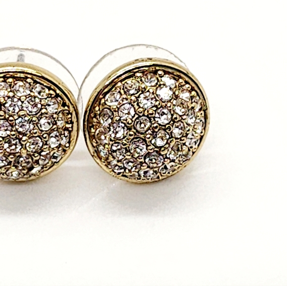Elegant Gold and Silver Stud Earrings - Picture 5 of 7